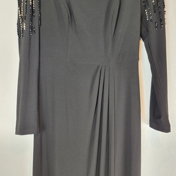 NWT Alex & Eve Embellished Puff-Shoulder Long Sleeve Black Dress Size 4 - Picture 6 of 11